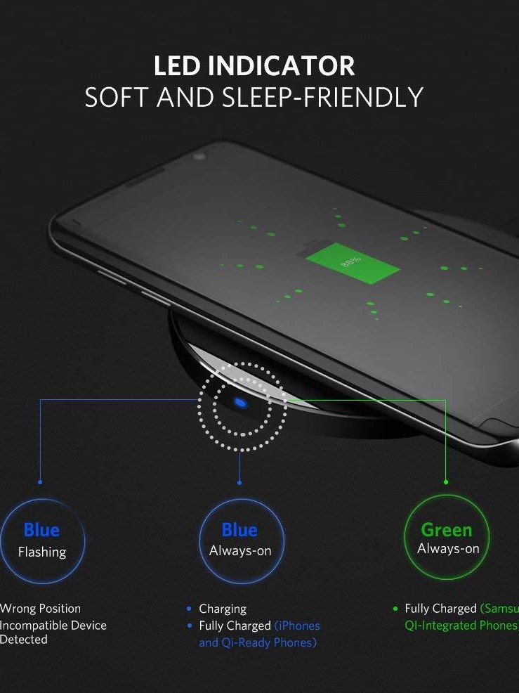 Ugreen Wireless Charger for iPhone 8/X 10W Qi Fast Charging Pad Samsung S8 S7 LG